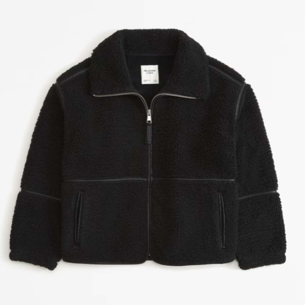 Abercrombie & Fitch Sherpa Mockneck Full-Zip Jacket